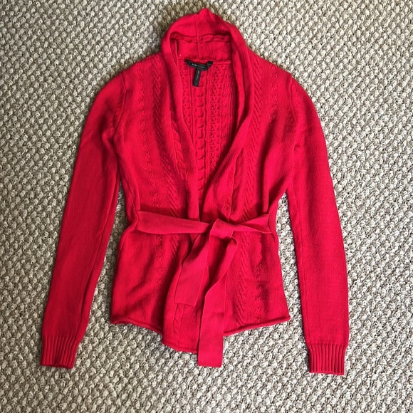 BCBGMaxAzria Sweaters - BCBG MaxAzria Red Cardigan Sweater With Front Tie Size: Small (S)